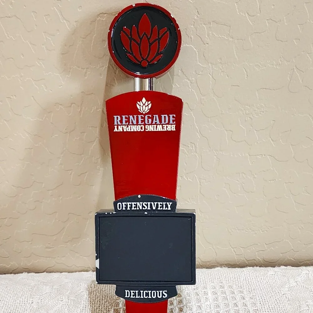 Renegade Brewing Co Offensively Delicious Red Black Retro Beer Pull Tap Handle
